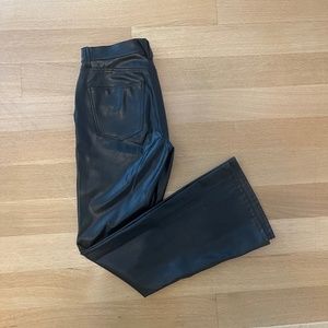 Veronica Beard BEVERLY SKINNY-FLARE VEGAN LEATHER PANT in Black